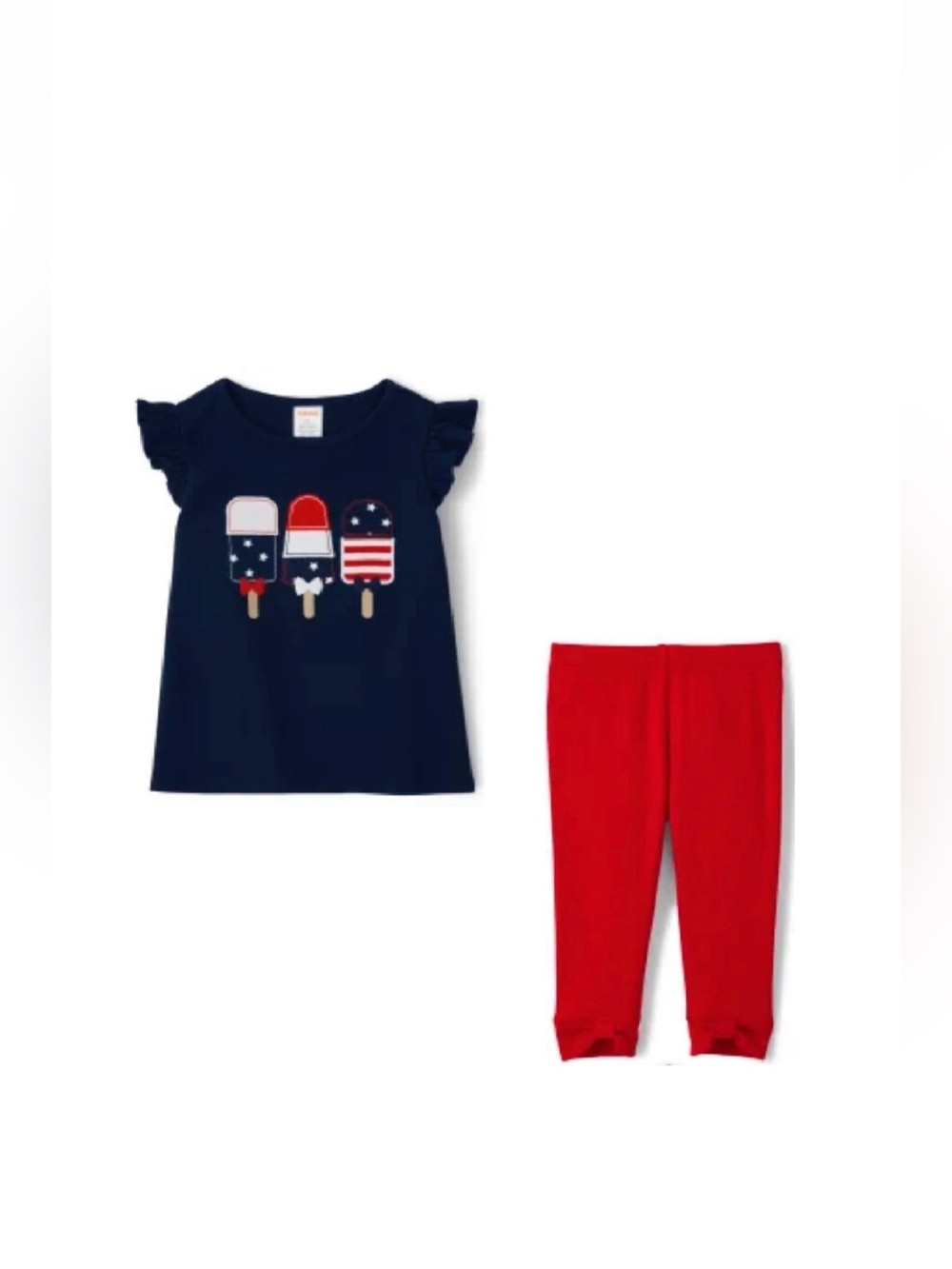 NWT Gymboree Navy Patriotic Popsicle Tee & Red Capri Leggings Set